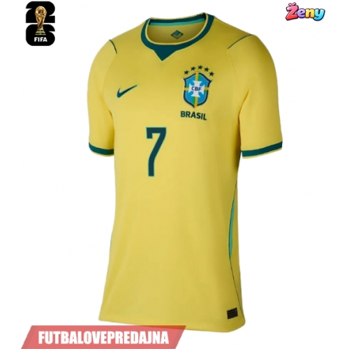 Lacne Ženy Futbalové dres Brazília Vinicius Junior #7 MS 2026 Krátky Rukáv - Domáci
